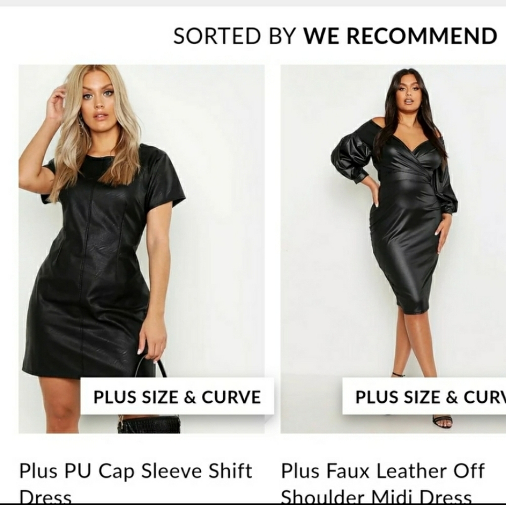Boohoo plus black faux leather capsleeve shift dress size 22 - Picture 4 of 11